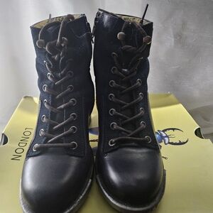 Blue Leather Ankle Boots, Used